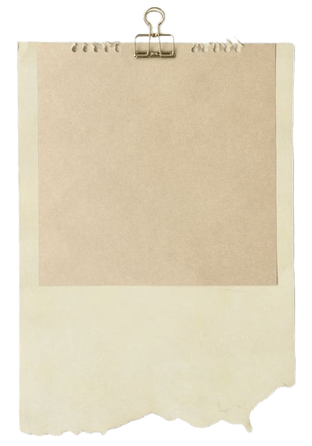 Two pieces of brown paper, held together by a wire binder clip on top.