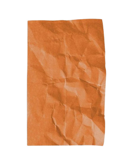 A piece of crumpled orange paper.