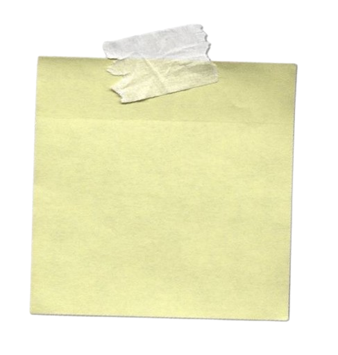 A yellow post-it note with a piece of masking tape on the top.