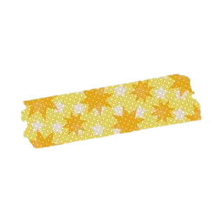 A piece of yellow washi tape with an orange star pattern.